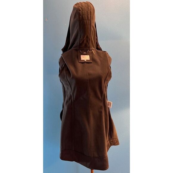 EUC! Laundry Shelli Segal Dark Gray Zip Close 4 Pockets Attached Belt Hood Small - Picture 7 of 10
